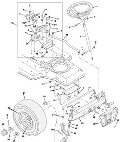 Steering Diagram and Parts List for 31720X51A 1997 Briggs and Stratton Lawn Tractor